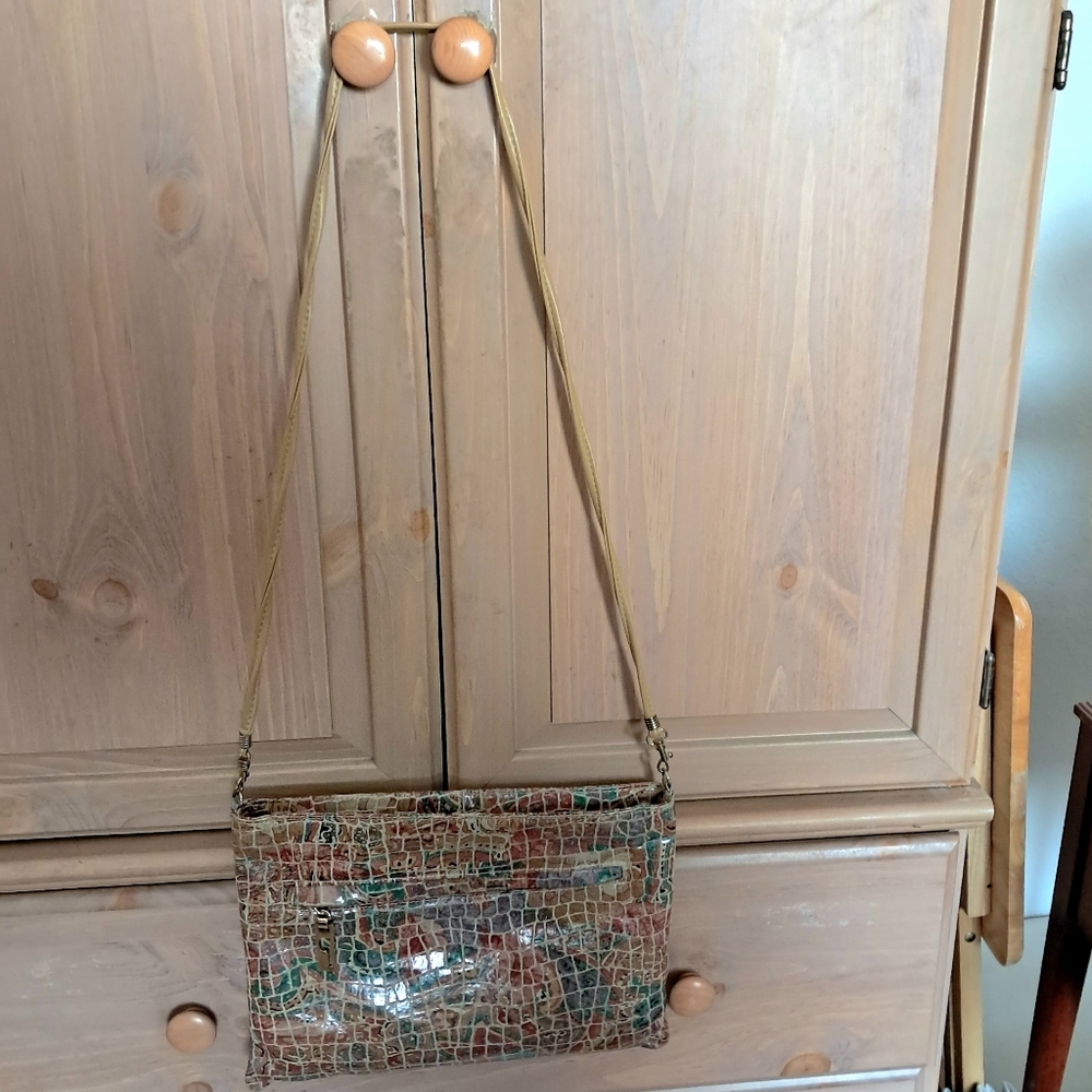 Pinky Vintage Handbag Beverly Hills Bag Lady Croc Embossed Leather Pastels Beaut - Picture 11 of 11